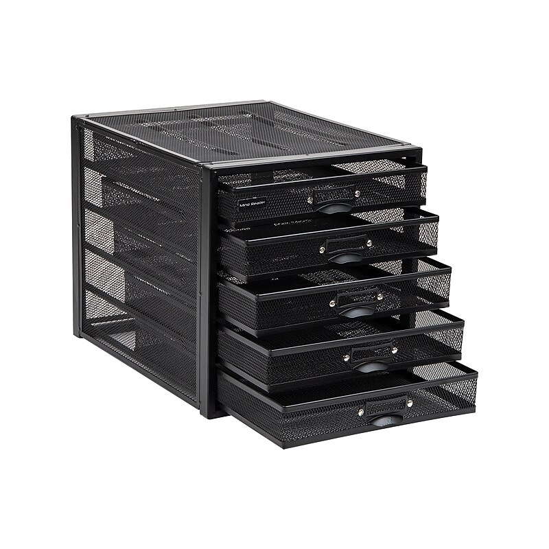 Mind Reader 5-Compartment Metal Mesh File Storage Drawers, Black (5CABMESH-BLK) image 1
