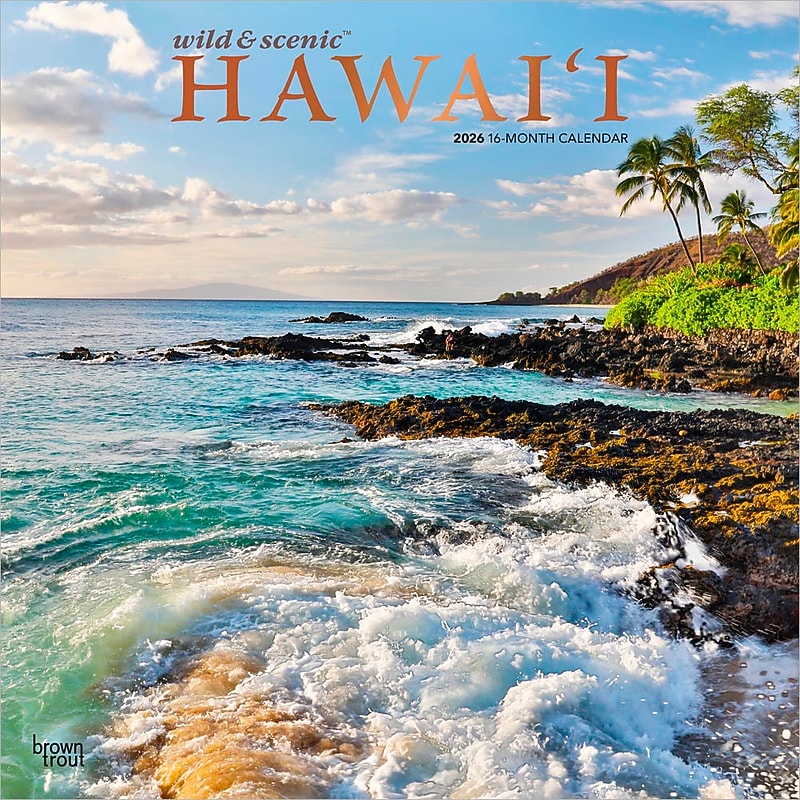 2026 BrownTrout Hawaii Wild & Scenic 12" x 12" Monthly Wall Calendar (9798330703609) image 1