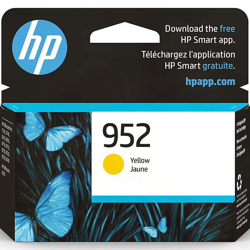 HP 952 Yellow Standard Yield Ink Cartridge, Prints up to 630 Pages (L0S55AN#140) image 1
