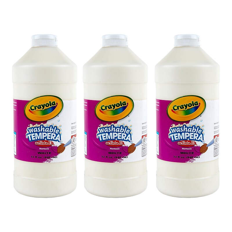 Crayola Artista II Washable Tempera Paint, White, 32 oz., 3/Bundle (BIN543132053-3) image 1