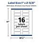 Avery Laser/Inkjet Rectangle Waterproof Multipurpose Labels, 2.625"  x 1", White, 800/Box (94201)~#|#~7086A087-6E36-4C6D-8731ABD666DF1CEE_sc7