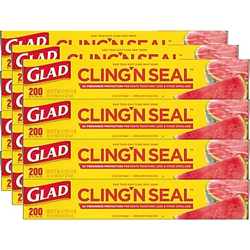 Glad Cling'N Seal Plastic Food Wrap, 200 Sq. Ft., 12/Carton (00020