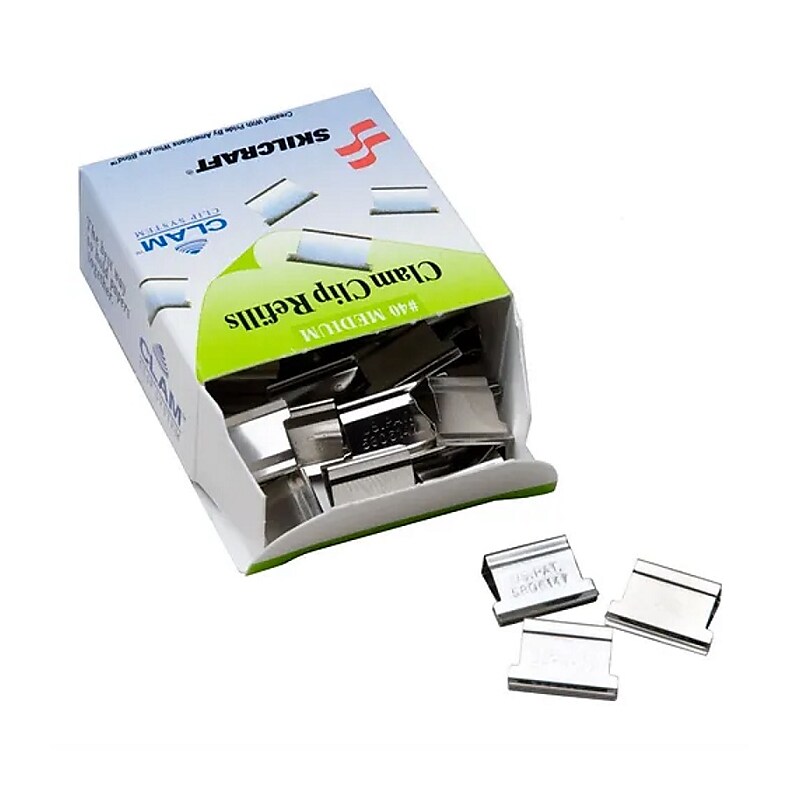 AbilityOne Skilcraft #40 Medium Clam Clips, Silver, 50/Box (NIB013174228) image 1