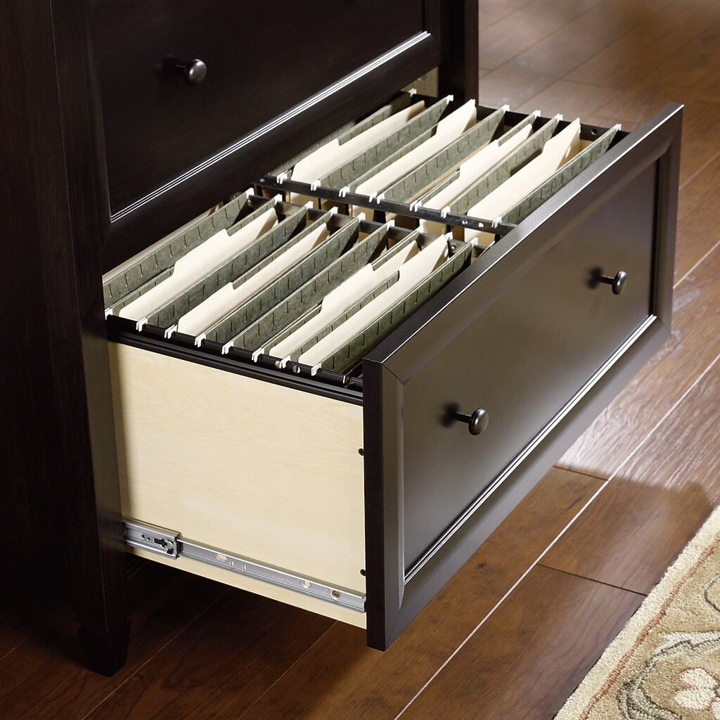 Interior of the bottom drawer with file hanging rails