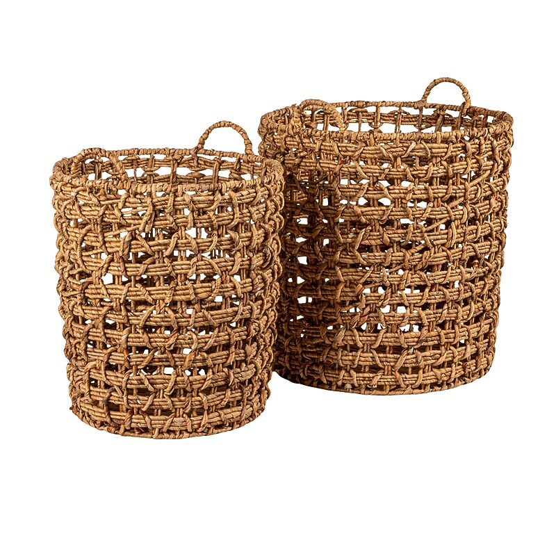 Storied Home Round Water Hyacinth Baskets, Natural, 2/Set (EC1936) image 1