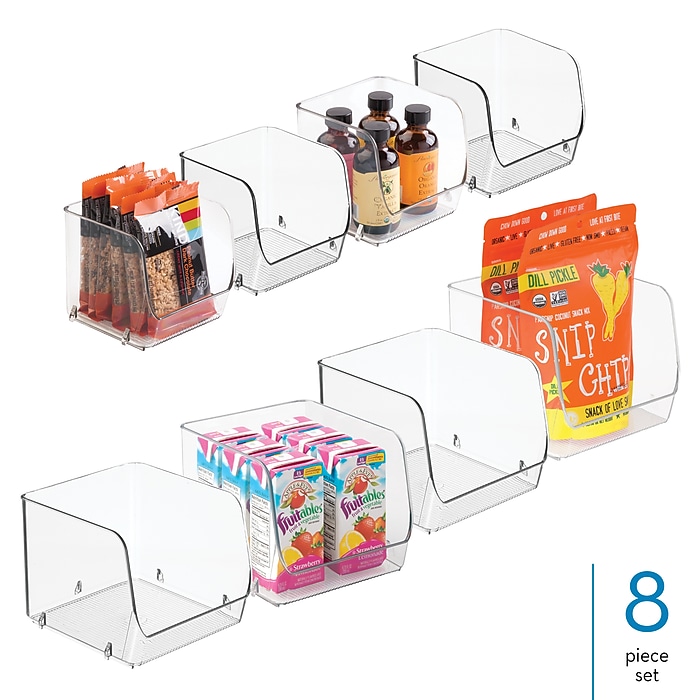 iDESIGN Small Stackable Plastic Storage Bin, Clear, 8/Pack