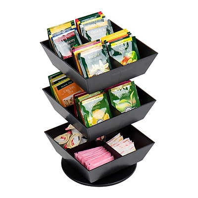 Mind Reader 12-Compartment Plastic Tea and Condiment Carousel, Black