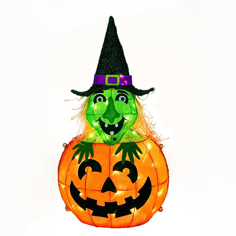 National Tree Company 28" Pre-Lit Pumpkin and Witch (MZ17-HS21B22-1) image 1