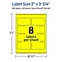 Avery Rectangle Multipurpose Labels, 2" x 3.75", Neon Yellow, 160/Pack (94240)~#|#~70B881BD-6598-4107-9FC9E23477EC3798_sc7
