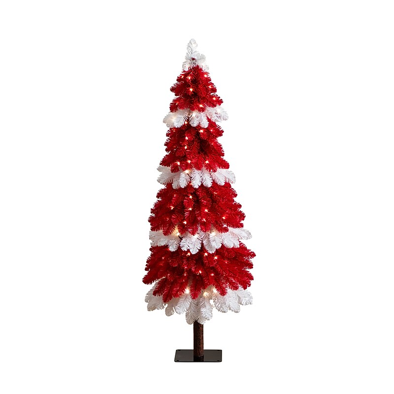 Nearly Natural 5' Pre-Lit Artificial Peppermint Christmas Tree with 150 Microdot LED Lights (T4700) image 1