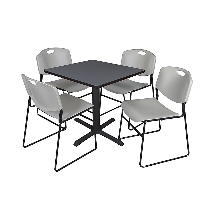 Regency 30-inch Square Laminate Table with Four Chairs, Gray (TB3030GY44GY) image 1