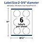Avery TrueBlock Laser/Inkjet Circle Multipurpose Labels, 2.75" Dia., White, 600/Box (94512)~#|#~70BFA1D3-96BF-4435-B1A1D60EAF2D25FE_sc7