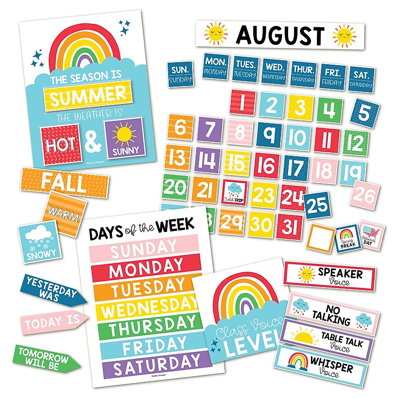 Hadley Designs Rainbow Circle Time Bulletin Board Calendar for Classroom, 100/Set (HDDX004BC7KLB) image 1