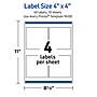 Avery Waterproof Square Laser Multipurpose Labels, 4" x 4", White, 40/Pack (19479399456)~#|#~70CC3BB3-B7A1-464D-B64BFD85849397E4_sc7