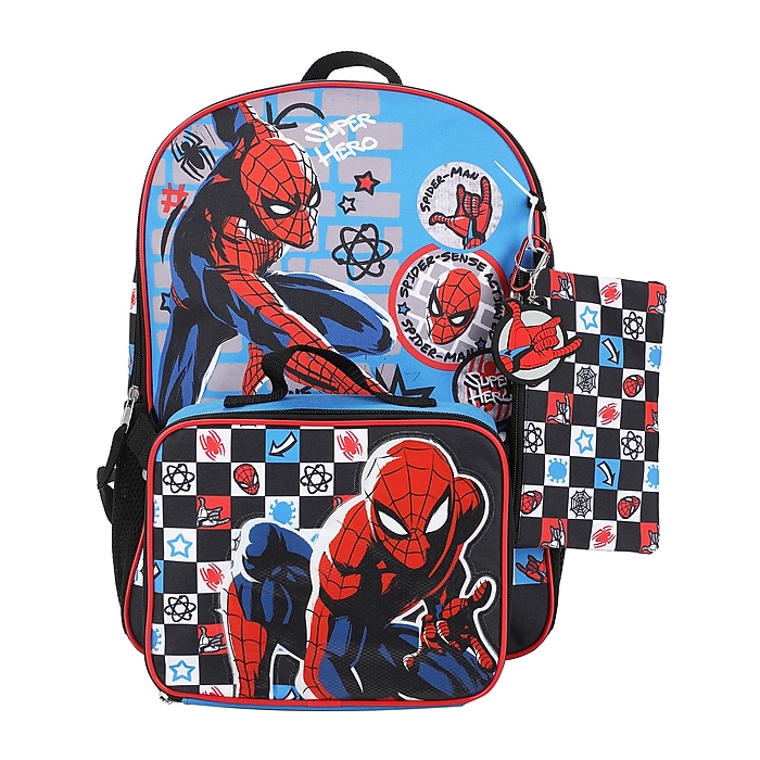 Bioworld Spiderman Kids 5-Piece Backpack Set, Large, Multicolor