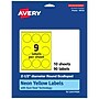 Avery Round Scalloped Laser/Inkjet Multipurpose Labels, 2.5" Dia, Neon Yellow (90/Pack)~#|#~70D73930-7454-4D6C-A4D667062B5C4B6A_sc7