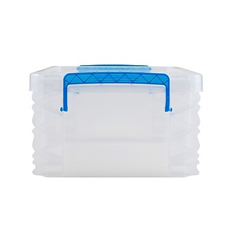 Advantus Super Stacker Snap Lid Storage Box, Clear/Blue (39811)