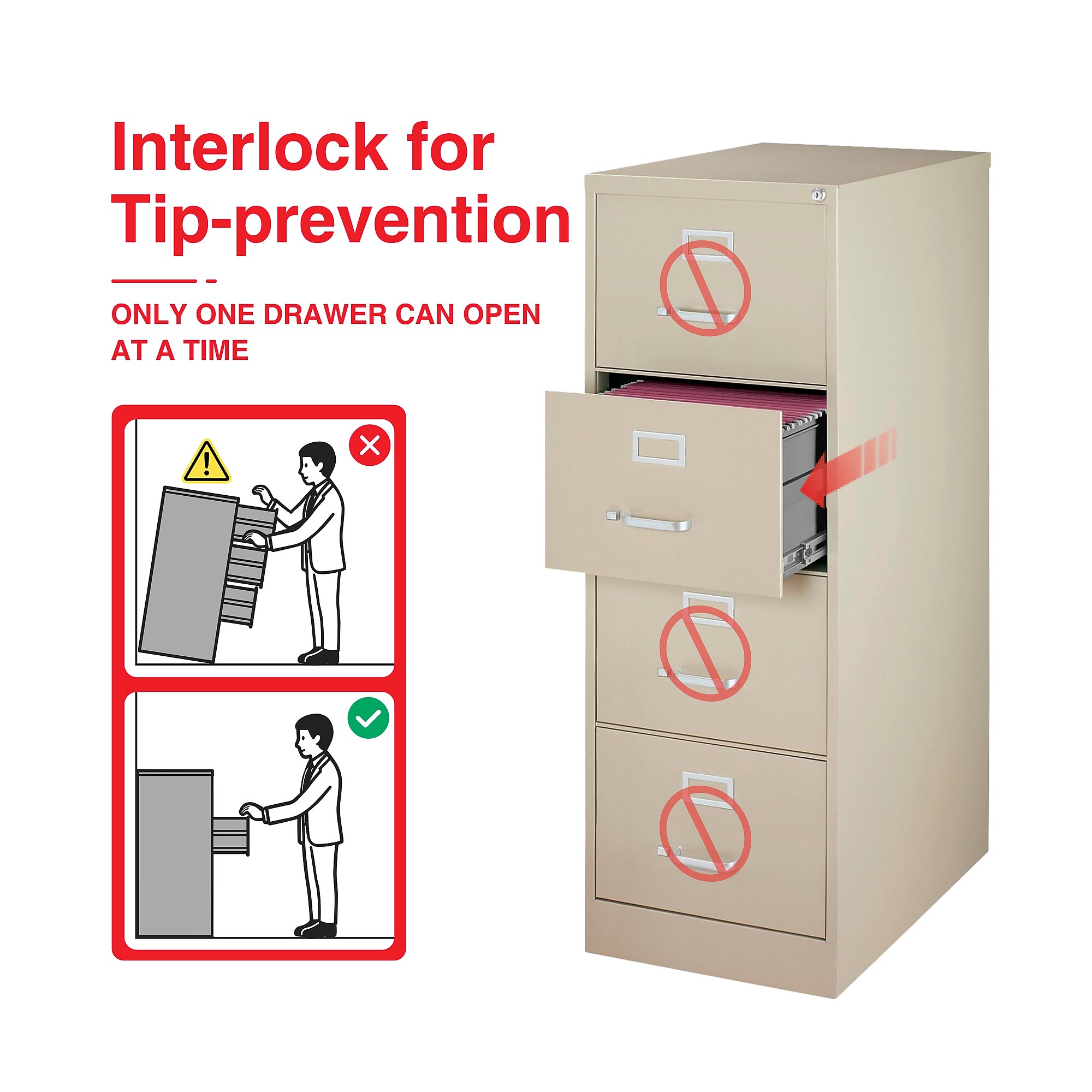 Staples Heavy Duty 4 Drawer Vertical File Cabinet, Legal Size, 51.97″H x 18″W x 26.5″D, Putty (59604/25416) Sansujyuku sansujyuku.com