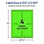 Avery Laser/Inkjet Multipurpose Rectangle Labels, 4.75" x 3.75", Neon Green, 80/Pack (94254)~#|#~70E3EDC6-05E3-4F77-8B0F8680283F4AA0_sc7