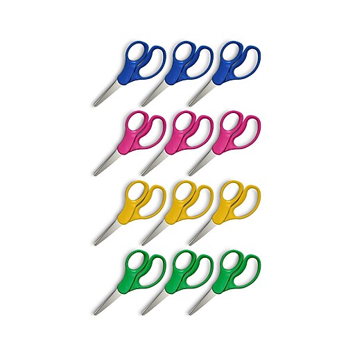 Staples Teacher Pack 5" Kids Pointed Tip Stainless Steel Scissors
