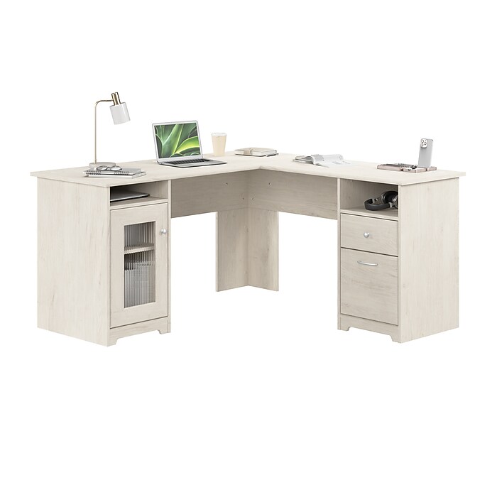 Bush Home Cabot 60W L Shaped Computer Desk with Storage, Linen
