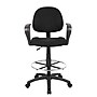 Boss Ergonomic Works Armless Drafting Stool with Backrest and Footrest, Tweed Fabric, Black (B1617-BK)~#|#~70EBFBB8-7603-4DA0-98A7D50CB692FA9C_sc7