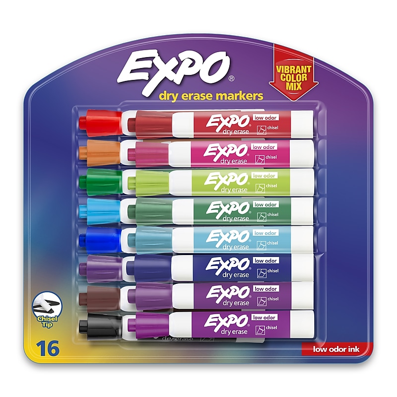Expo Dry Erase Markers, Chisel Tip, Assorted Colors, 16/set (1927526SAN) image 1