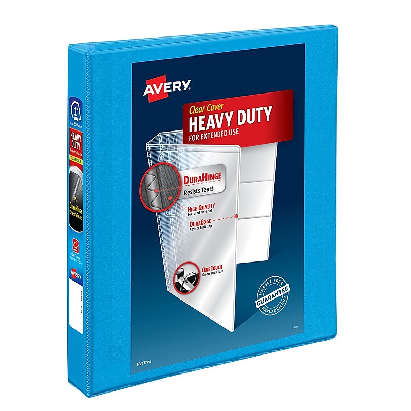 Avery Nonstick Heavy Duty 1" 3-Ring View Binders, Slant Ring, Light Blue (5301) image 1
