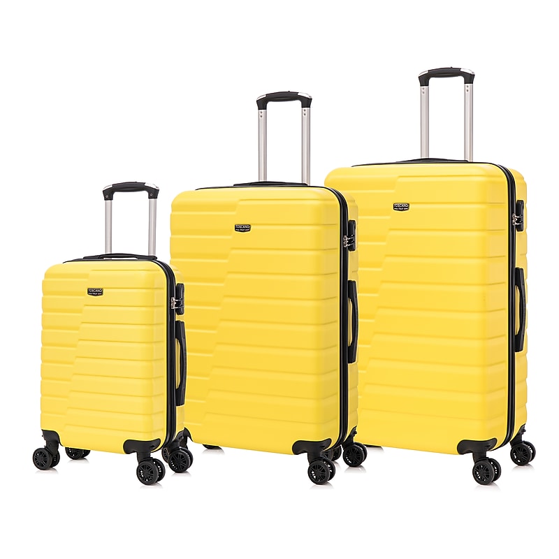 TUCCI 3-Piece Hardside Spinner Carry-On Luggage Set, TSA Checkpoint Friendly, Yellow (S0568-03PC-MUYL) image 1