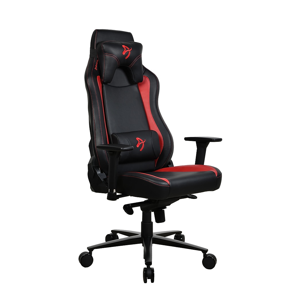 Arozzi gaming chair with black and red faux leather