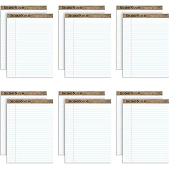 TOPS Second Nature Notepads, 8.5" x 11.75", Legal-Ruled, White, 50 Sheets/Pad, 12 Pads/Pack (74880)