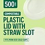 Perk Eco Compostable Straw Slot Cup Lids, 500 Count Bulk Disposable Lids for 12–16 Oz Cold Cups, Clear~#|#~71171996-03BC-4016-9194C19FB77035BB_sc7