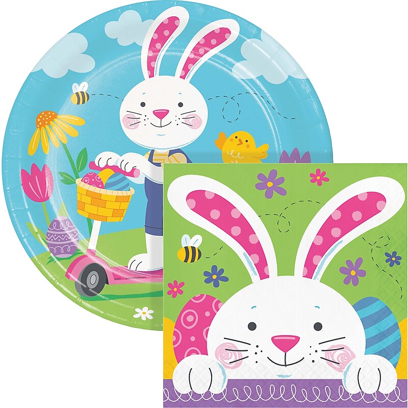Say Hooray! Bunny Bliss Easter Disposable Paper Plates and Napkins Set, 48/Pack (DTC9626E2G) image 1