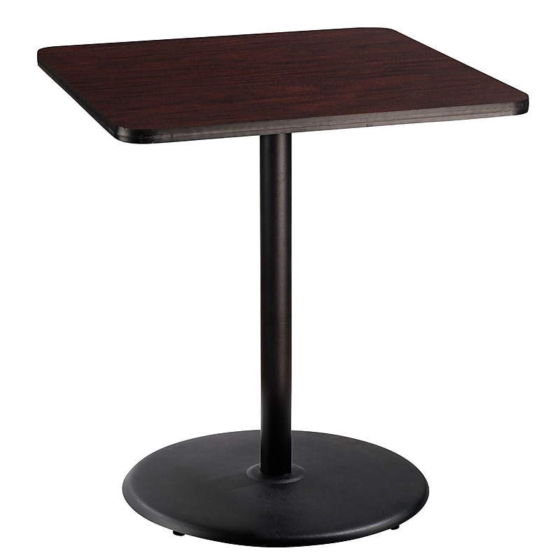 NPS CT Series 36" Square 42" Height Cafe Table, Round Base, Black Frame/Mahogany Top (CT33636RBPBTMMY) image 1