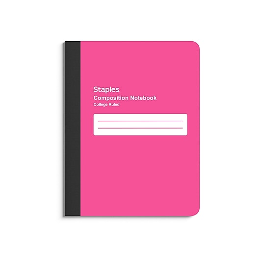 STAPLES Composition Notebook, 9.75” x 7.5”, College Ruled, 70 Sheets, Pink~#|#~7119124F-A6D2-468B-85ED773053AD59BD_sc7