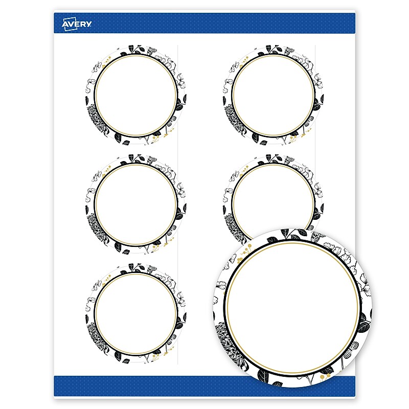 Avery Round Laser/Inkjet Multipurpose Labels, 3", White, 60/Pack (19479371021) image 1