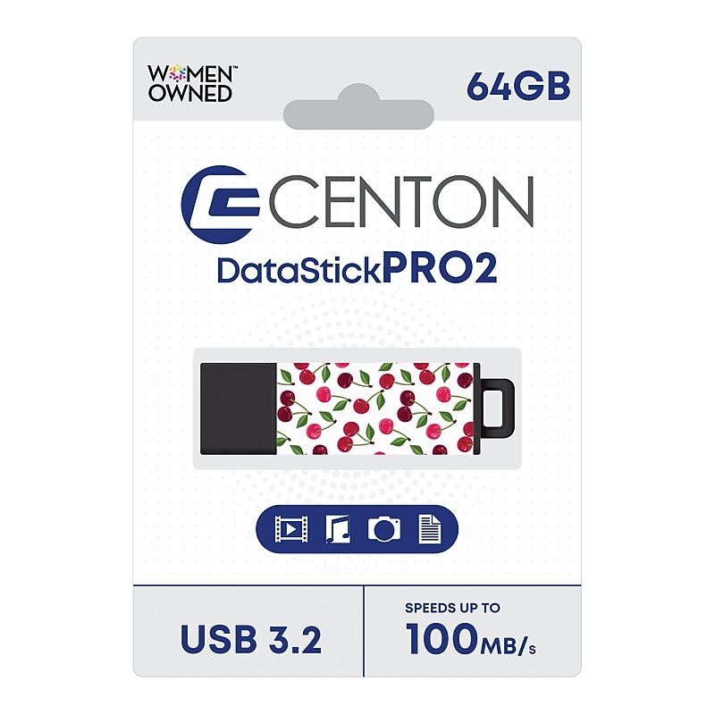 Centon DataStick Pro2 64GB USB 3.2 Type A Flash Drive, Cherries (C1U3T039A64G.25) image 1