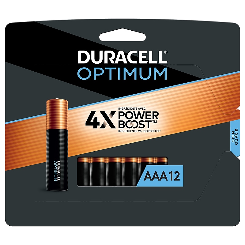 Duracell Optimum AAA Alkaline Battery, 12/Pack (OPT2400B12PRT) image 1