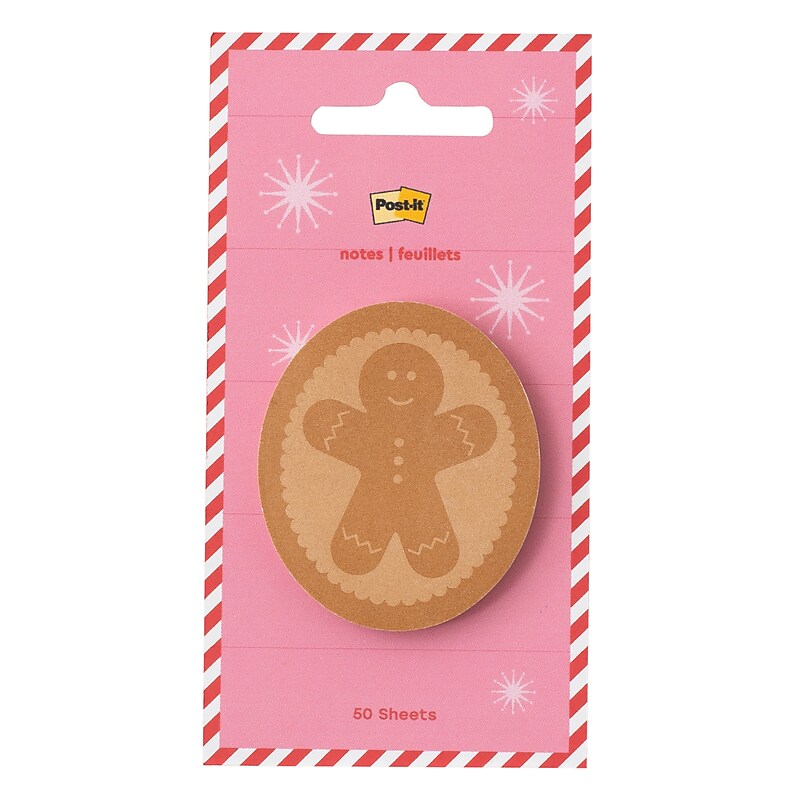 Post-it Jingle Notes Sticky Note, 2" x 2.4", Gingerbread Man, 50 Sheets/Pad (HOL25-JN-GB) image 1