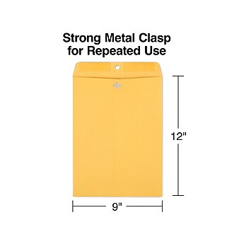Staples® Clasp & Moistenable Glue Catalog Envelope, 9" x 12", Brown, 100/Box (ST187021-CC)