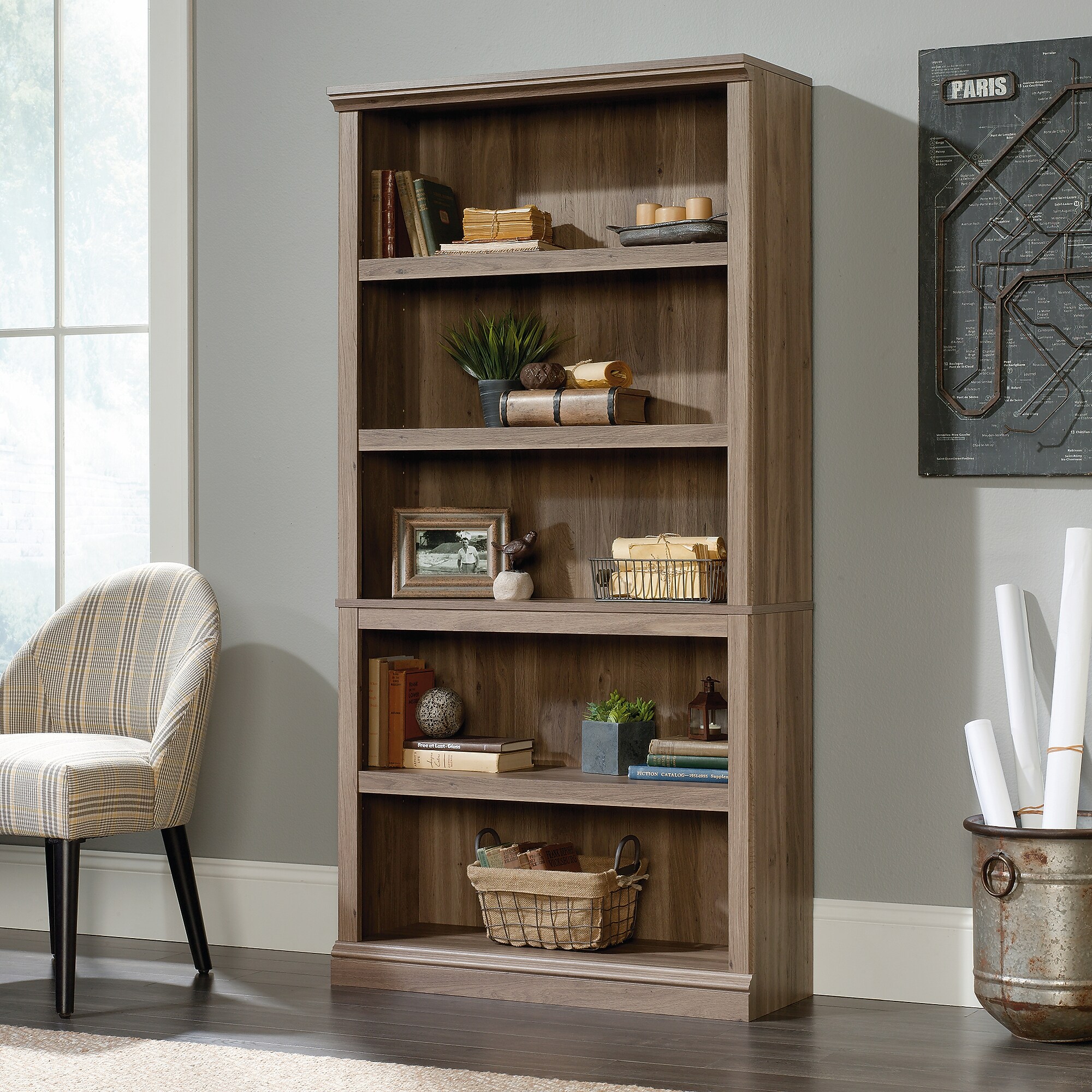 Sauder Select 70″H 5-Shelf Bookcase, Salt Oak (420173) Sansujyuku sansujyuku.com