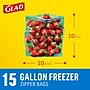 Glad Zipper Freezer Bags, Gallon, 15 Bags/Box (57034)~#|#~71463707-6960-4A58-BC038CF6FABDBA7F_sc7