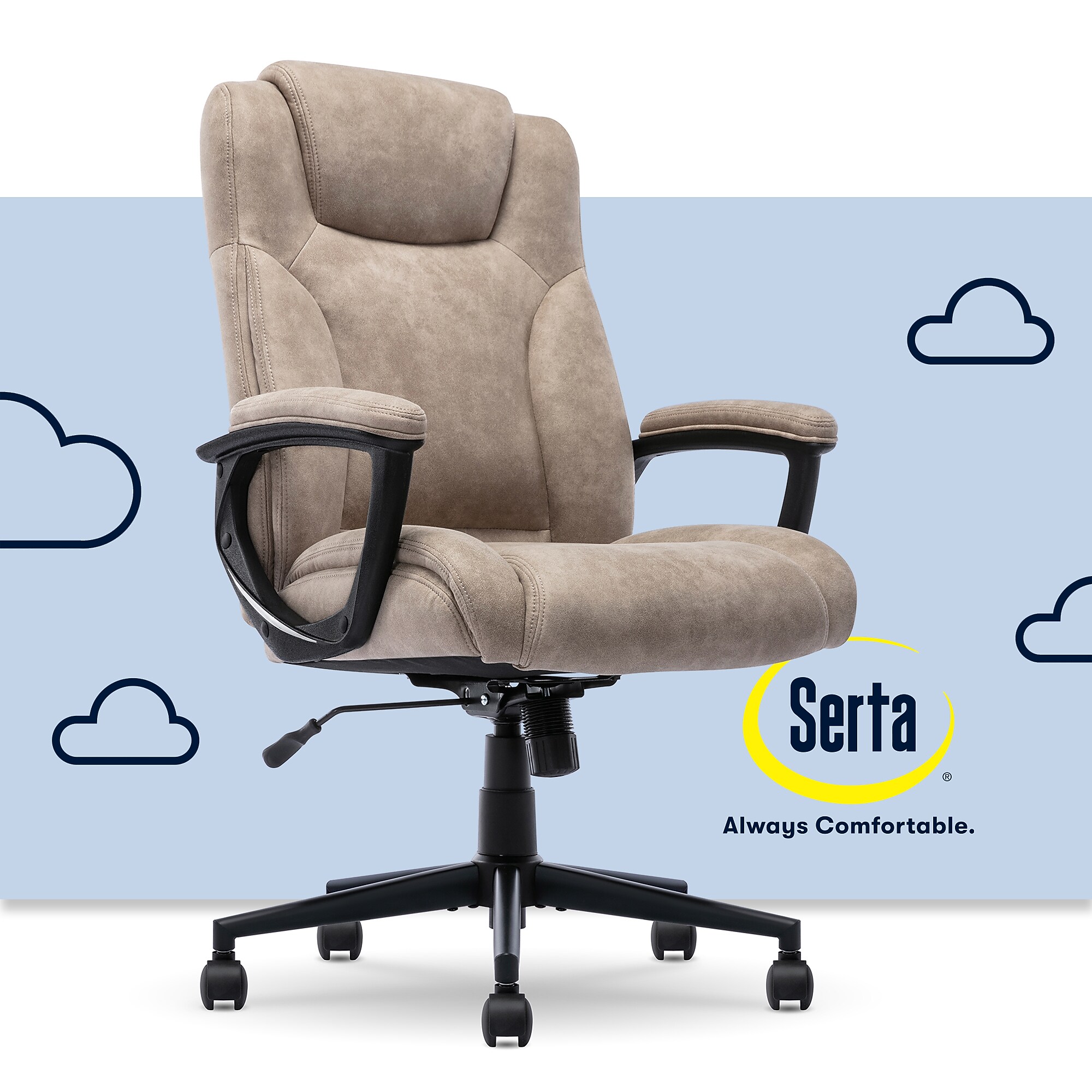 Serta Comfort Eco Ergonomic Velvet Fabric Swivel Executive Chair, Light Brown (CCHR10006C) Sansujyuku sansujyuku.com