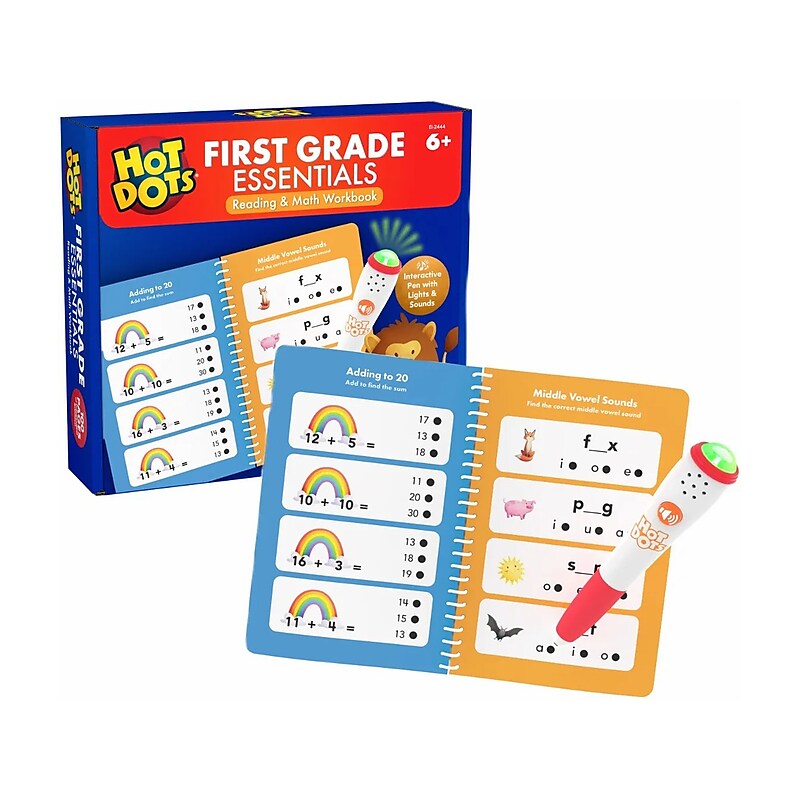 Educational Insights Hot Dots First-Grade Essentials Reading and Math Workbook, Ages 6+ (2444) image 1