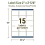 Avery Dissolvable Rectangle Multipurpose Labels, 2" x 2-5/8", Off-white, 150/Pack (94235)~#|#~7164D433-0BB3-4C44-B7BBFF2FC26BF14A_sc7