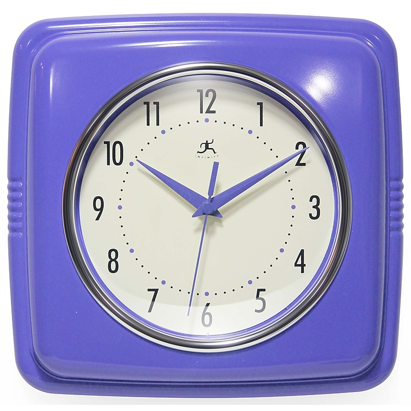 Infinity Instruments Square Retro Periwinkle Wall Clock, 9.25" (13228VP-4103) image 1