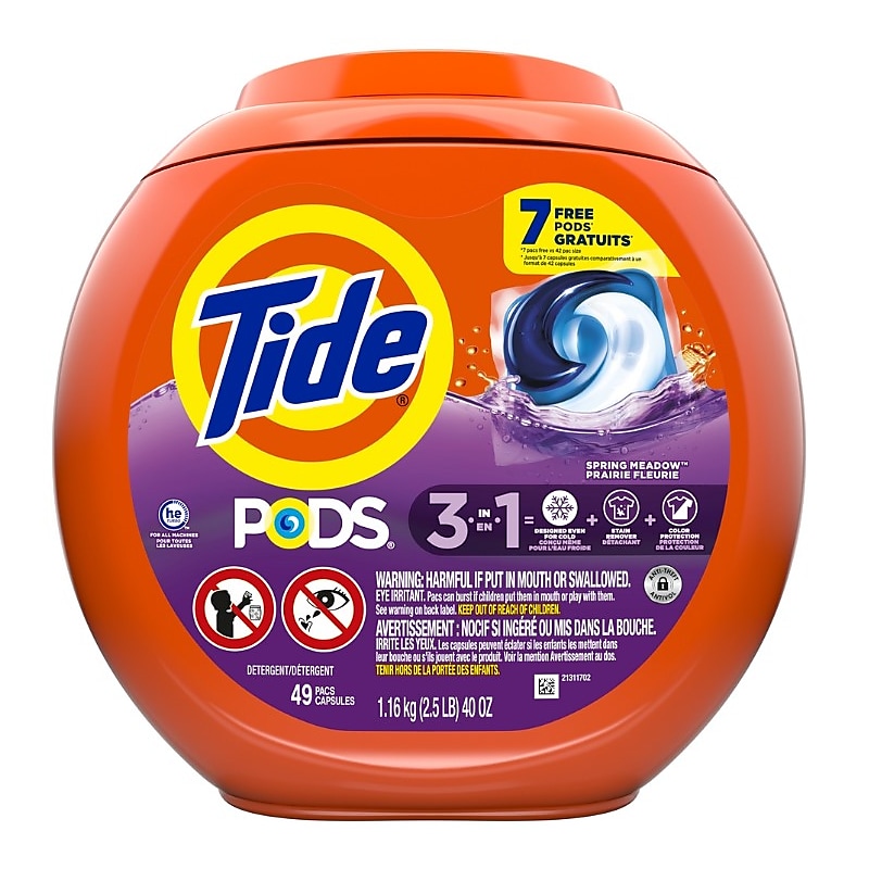 Tide PODS 3-in-1 HE Laundry Detergent Capsules, Spring Meadow, 35 oz., 49 Capsules/Pack (9924) image 1
