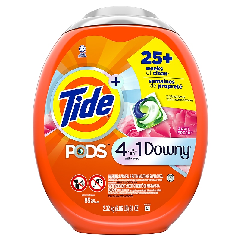Tide PODS with Downy HE Liquid Laundry Detergent Pacs, April Fresh, 85 Capsules (03624) image 1