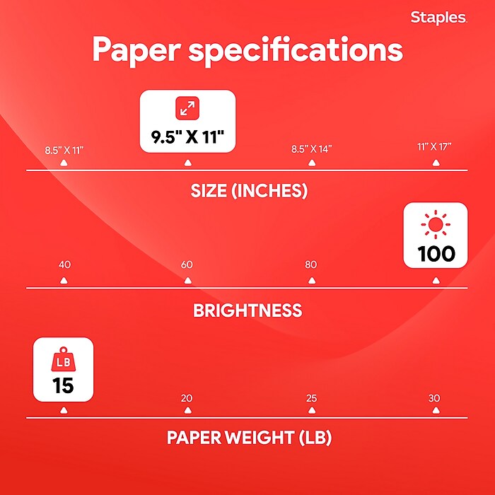 Staples Multi-Part Colored Computer Paper, 9 1/2