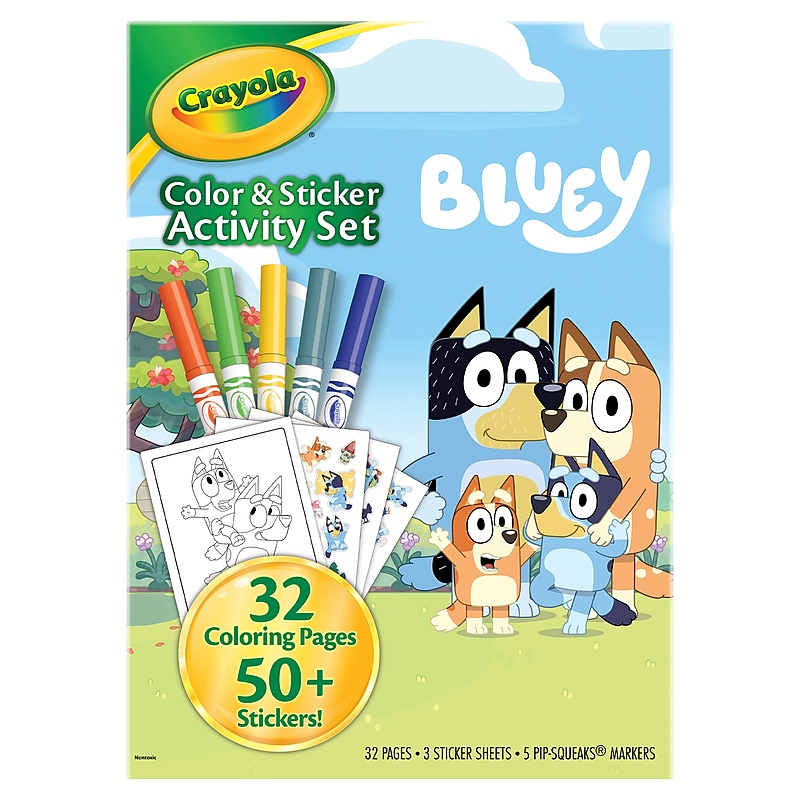 Crayola Bluey Color & Sticker Activity Set 32 Coloring Pages 5 Markers 50+ Stickers (04-2743) image 1